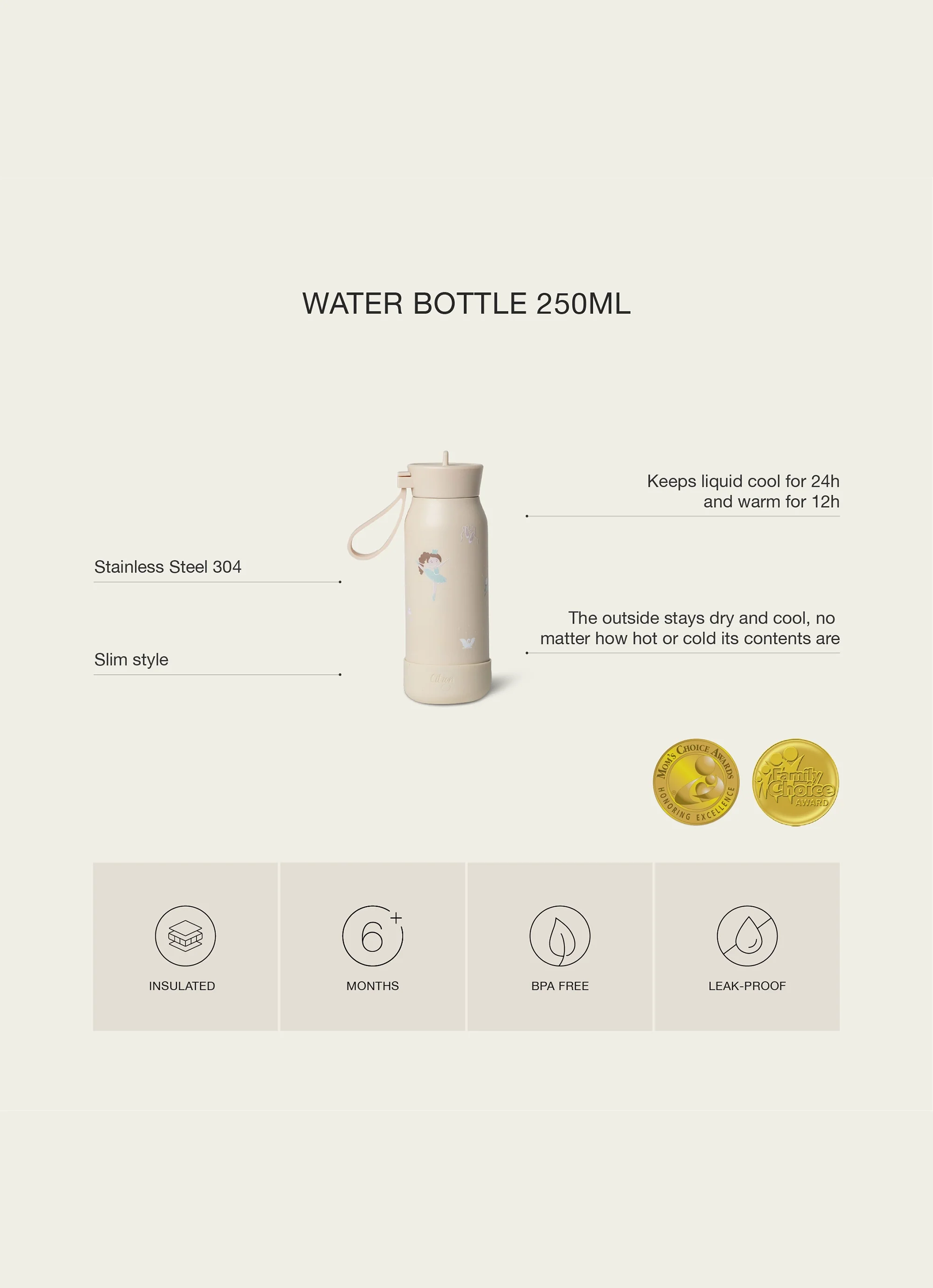 250ml Insulated Water Bottle - Dino - Image 9