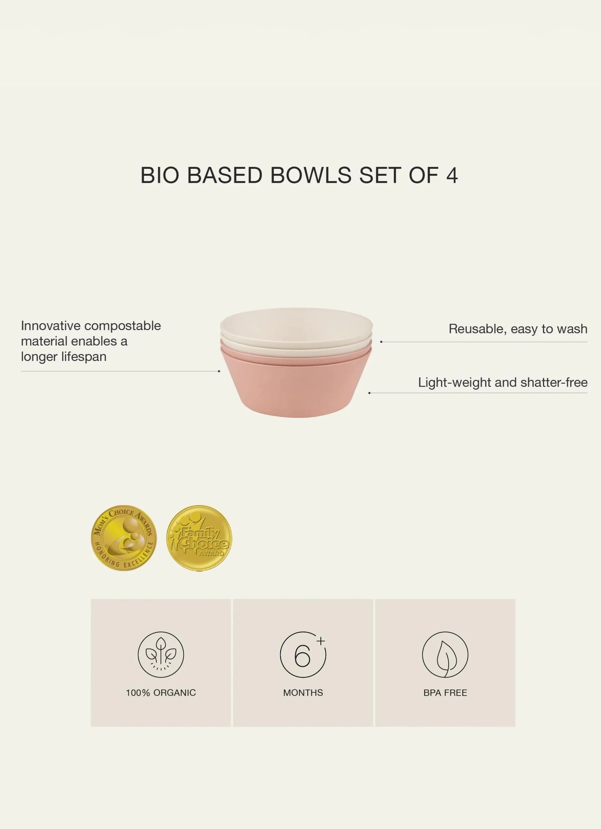 Eco Bowls Set of 4 - Green/ Cream - Image 11