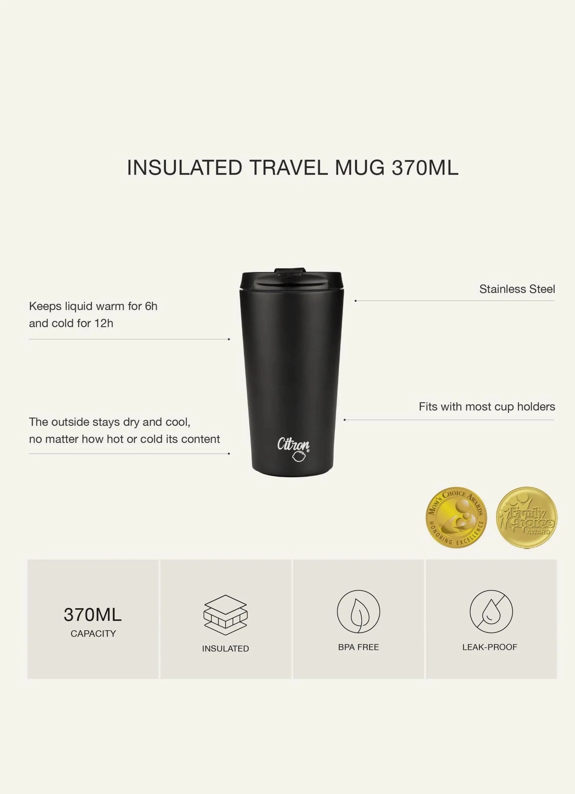 Coffee Mug 370ml - Black - Image 6