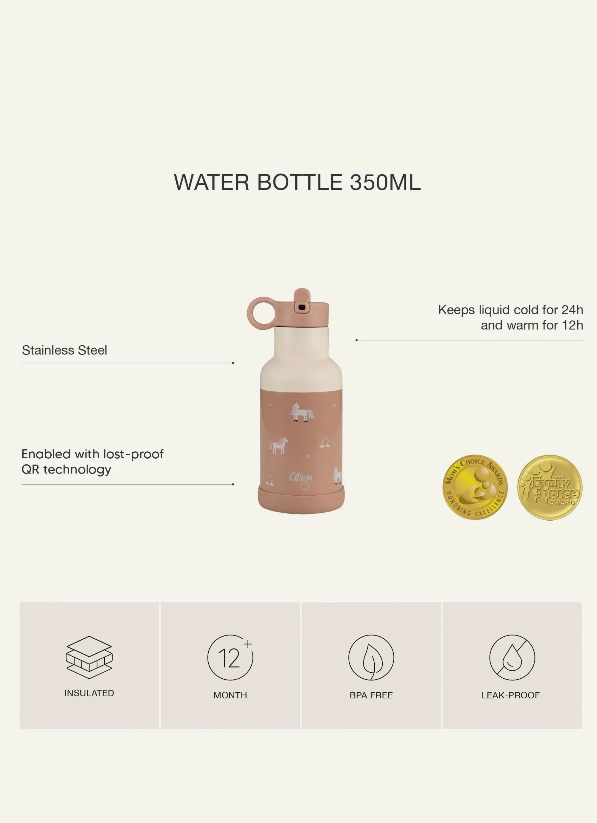 350ml Insulated Water Bottle - Lemon - Image 9
