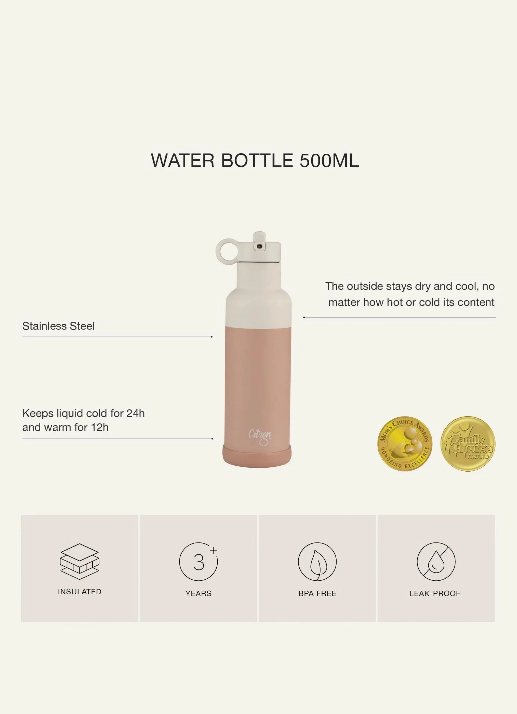 500ml Insulated Water Bottle - Green - Image 8