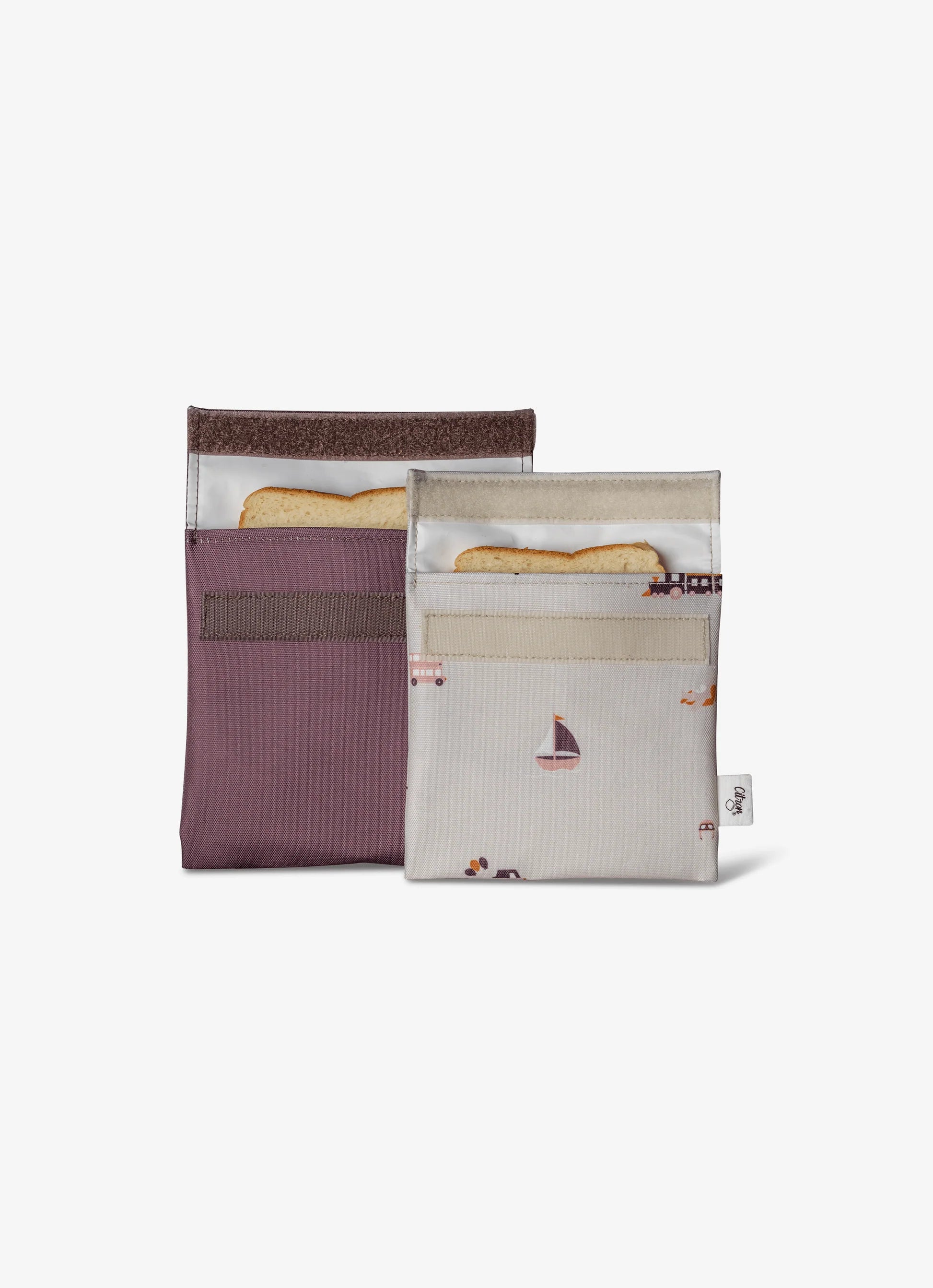 Two Reusable Sandwich Bags - Vehicles/Plum - Image 3