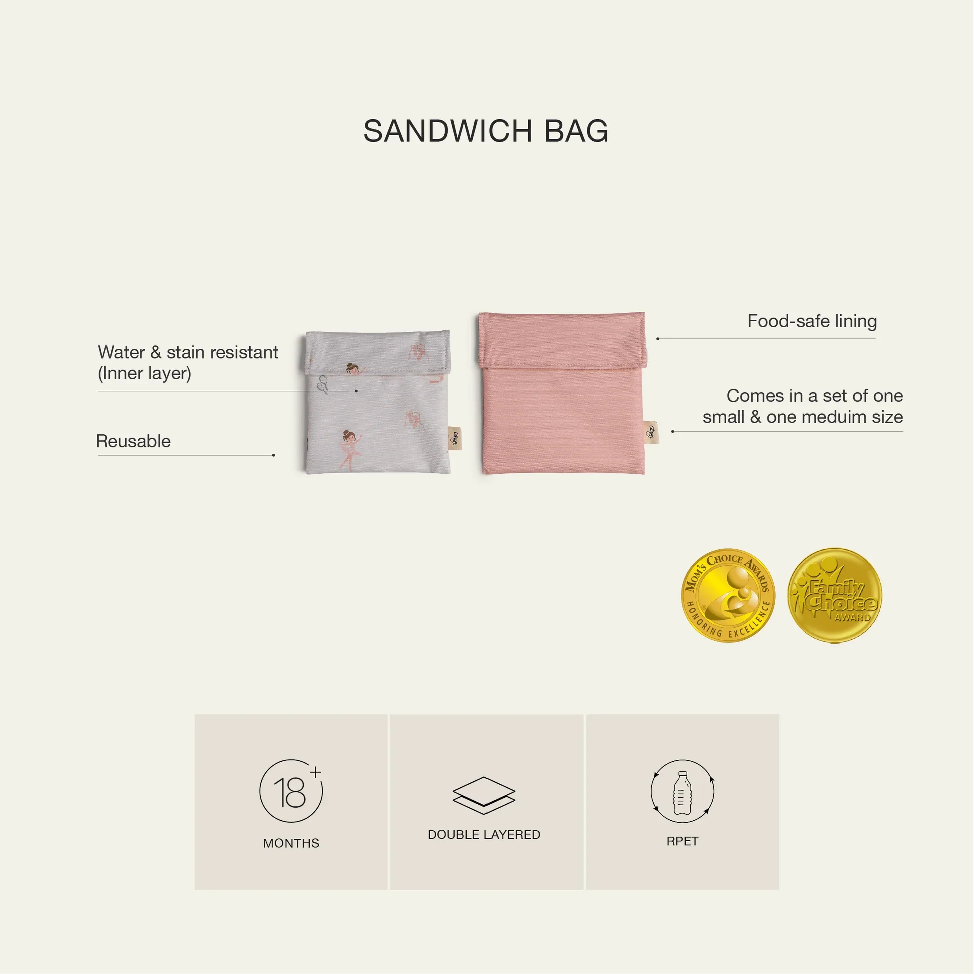 Two Reusable Sandwich Bags - Vehicles/Plum - Image 8